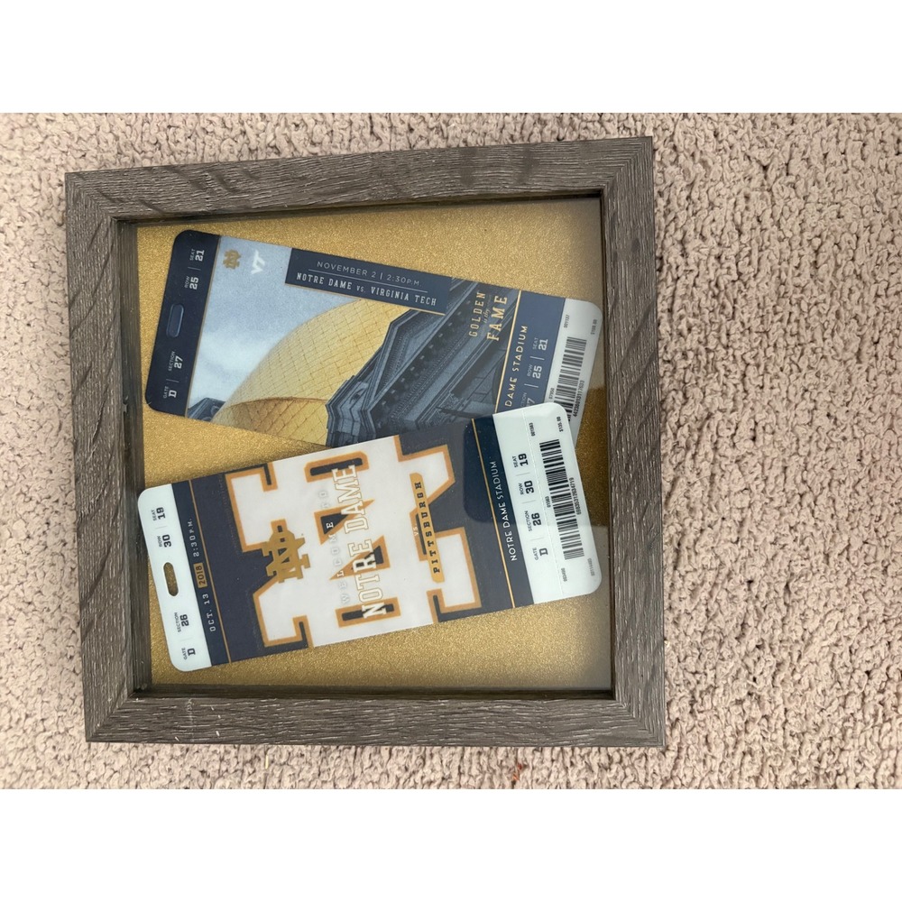 Notre Dame 2018 Football Tickets Framed Shadowbox Pittsburgh Virginia Tech